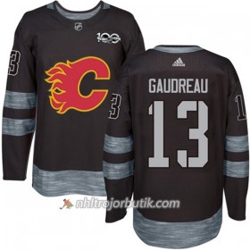 Män Ishockey Calgary Flames Tröja Johnny Gaudreau 13 1917-2017 100th Anniversary Adidas Svart Authentic